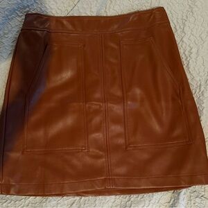 NWT LOFT Brown Faux Leather Mini Skirt